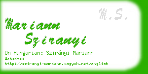 mariann sziranyi business card